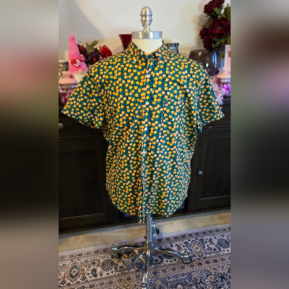 Peach Print  Button-Up Shirt